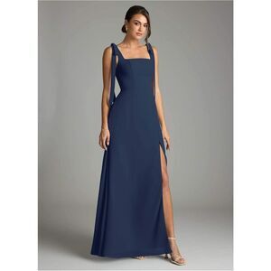 Azazie Debra Dark Navy A-Line with Pockets Chiffon Convertible Dress